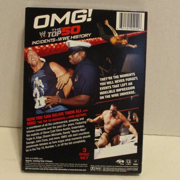 WWE OMG Top 50 Incidents Small Graphic Wrestling 3 Disc Set - Picture 6 of 6